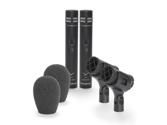 BEYERDYNAMIC MC 930 Stereo Set (Versione 2023) - Set di microfoni stereo composto da 2x MC930, 2x EA 19/25, 2x WS53 in custodia