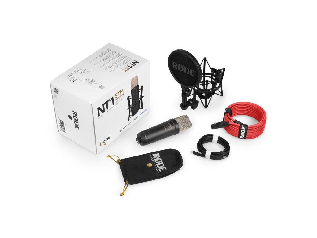 RODE NT1 di quinta generazione nero - Microfono a condensatore USB e XLR, nero