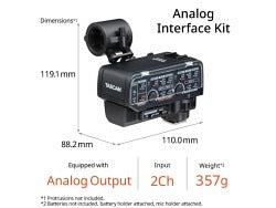 TASCAM CA-XLR2d-AN - Adattatore microfonico XLR per fotocamere mirrorless, kit di interfaccia analogica