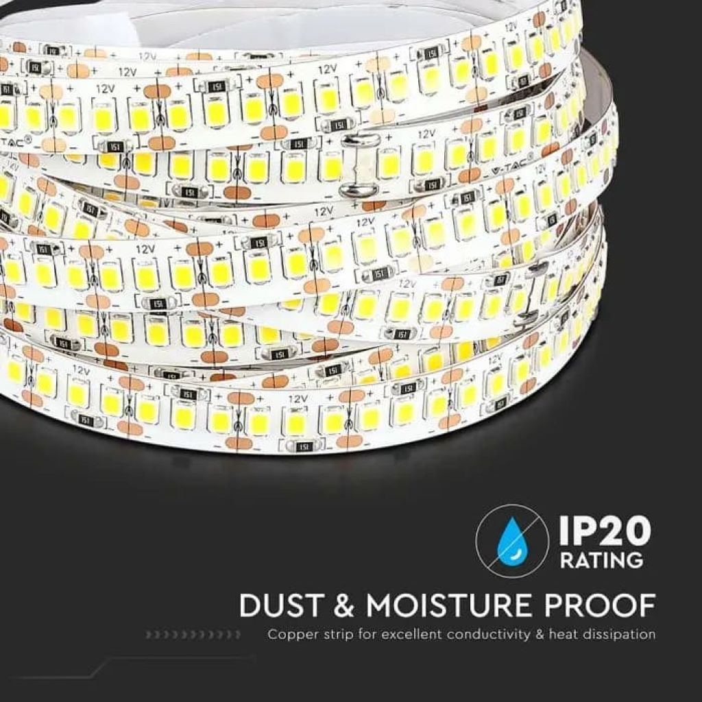 V-TAC Strip LED SMD2835 17W/m 5m 204 LED/m 12V 6400K IP20 10mm