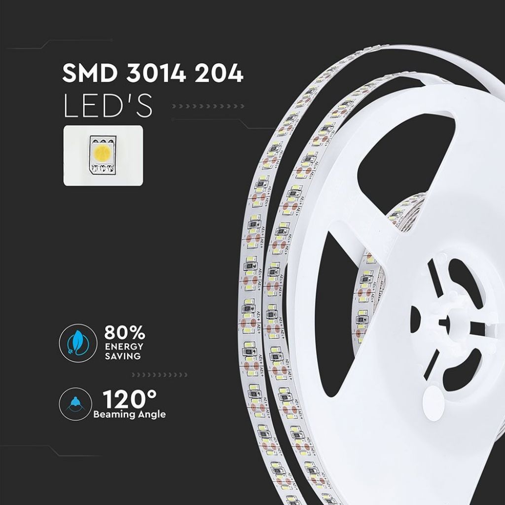 V-TAC PRO Strip LED Samsung SMD2835 12W/m 5m 120 LED/m 12V 6400K IP20 10mm
