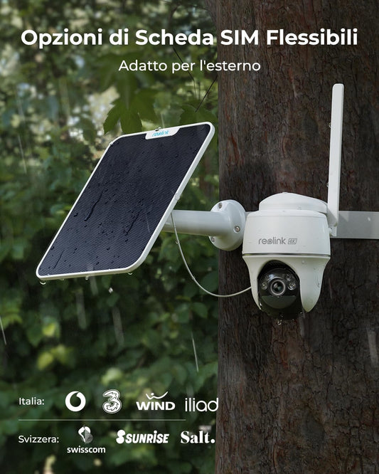 Reolink 3G/4G LTE Telecamera Sim da Esterno Senza Fili, 4K/8MP 360° PTZ Telecamera Batteria con Pannello Solare + 32G SD Card, Rilevamento Smart, Audio a 2 Vie, Visione Notturna a Colori, Go PT Ultra