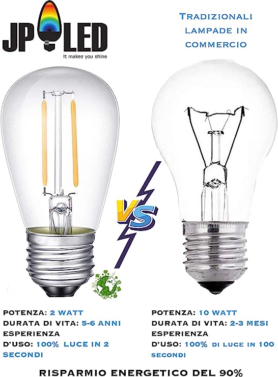 Catena Luminosa Esterno LED 13 M IP65 (Lampadine LED incluse)