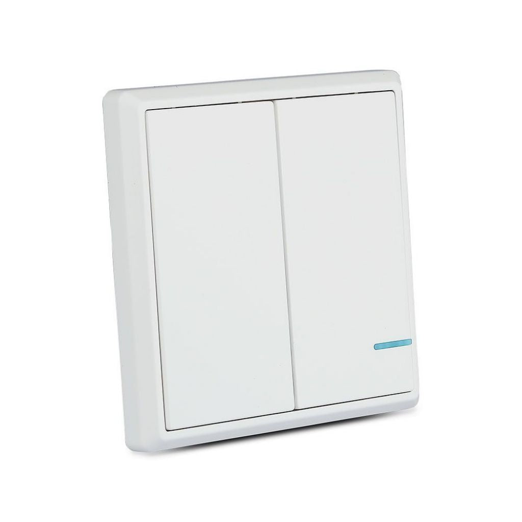 V-TAC Interruttore Wireless a Doppio Tasto con Sensore Colore Bianco IP54