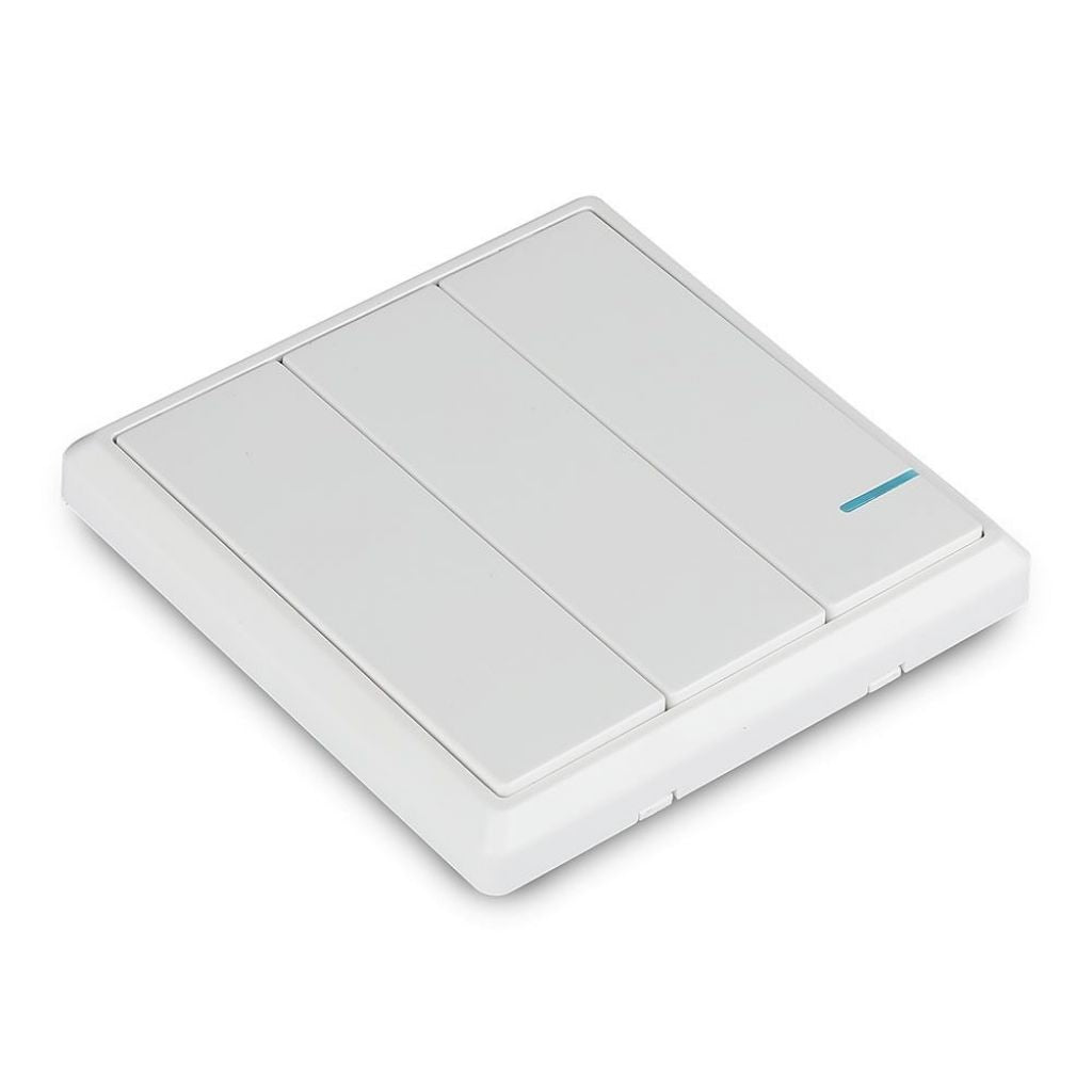 V-TAC Interruttore Wireless a Triplo Tasto con Sensore Colore Bianco IP54