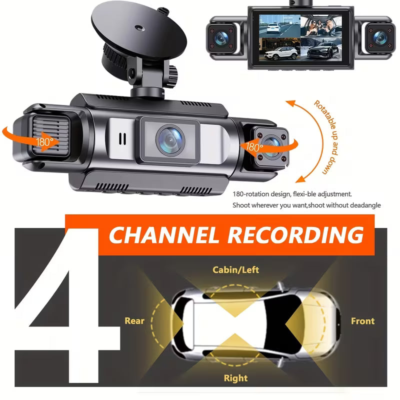 Dashcam a 4 Canali con Visione Notturna
