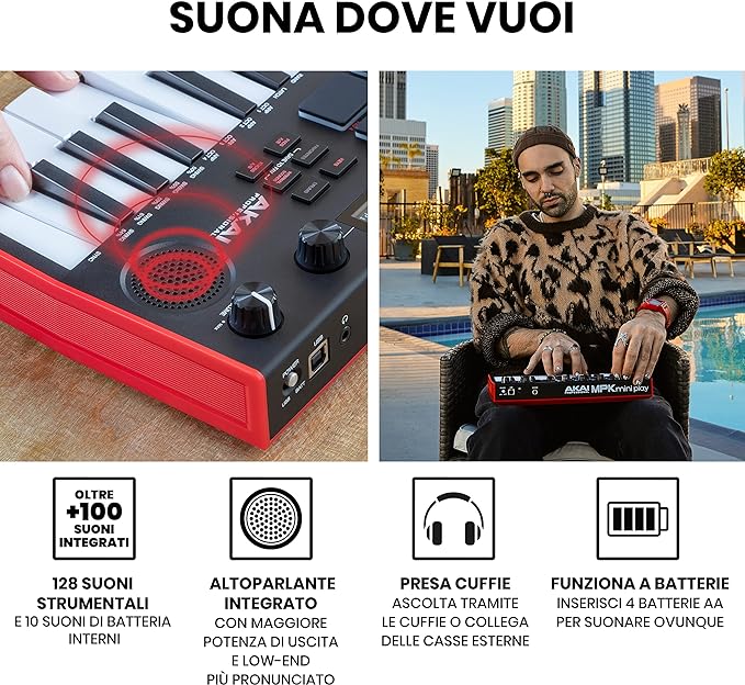AKAI MPK Mini Play Mk3 Mini tastiera controller con altoparlanti