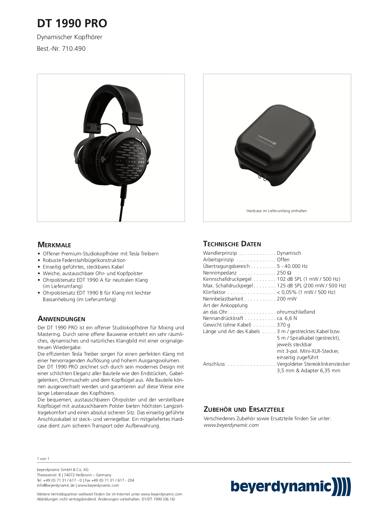 BEYERDYNAMIC DT 1990 PRO - Cuffie aperte, 250 Ohm