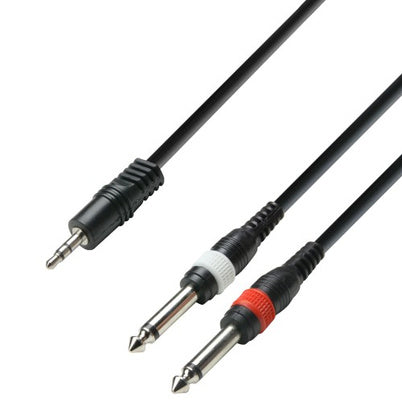 Adam Hall 3 STAR YWPP 0300 Cavo Jack 3.5 stereo to 2x Jack 6.3 mono