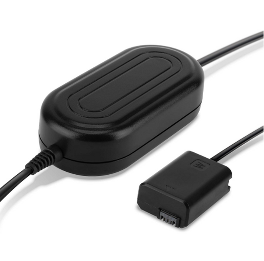 Cavo di alimentazione di circa 4 m + batteria dummy Accoppiatore DC per Sony Alpha 5100, 6000, 6300, 6400, 6500, Alpha 7 II, A7II, A7s, RX10 III, DSC-RX10 2A (NP-FW50) Accoppiatore DC, Batteria dummy