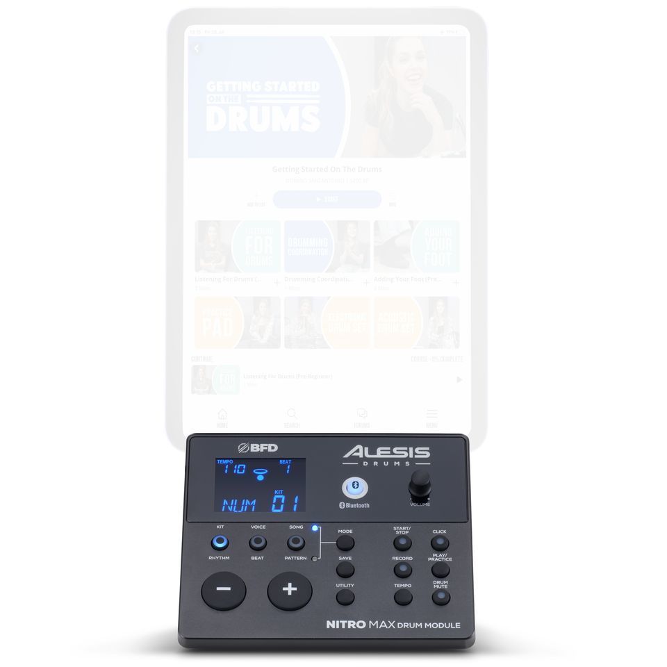 Alesis Kit Nitro Max Batteria elettronica in otto pezzi con teste a rete e Bluetooth