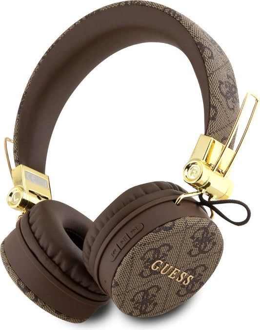 Cuffie wireless Guess 4G in pelle PU con logo in metallo - Marrone