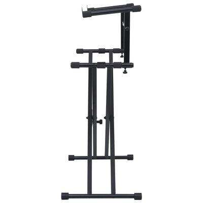 vidaXL Supporto per tastiera a doppio montante X-Frame nero
