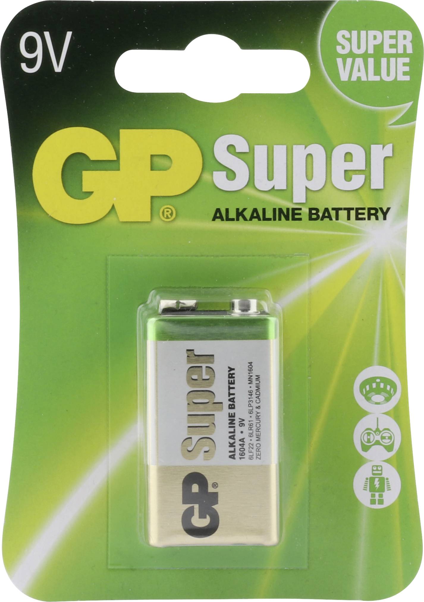GP Batterie GP1604A / 6LR61 9 V / PP3 Batteria alcalino-manganese 9 V 1 pz.