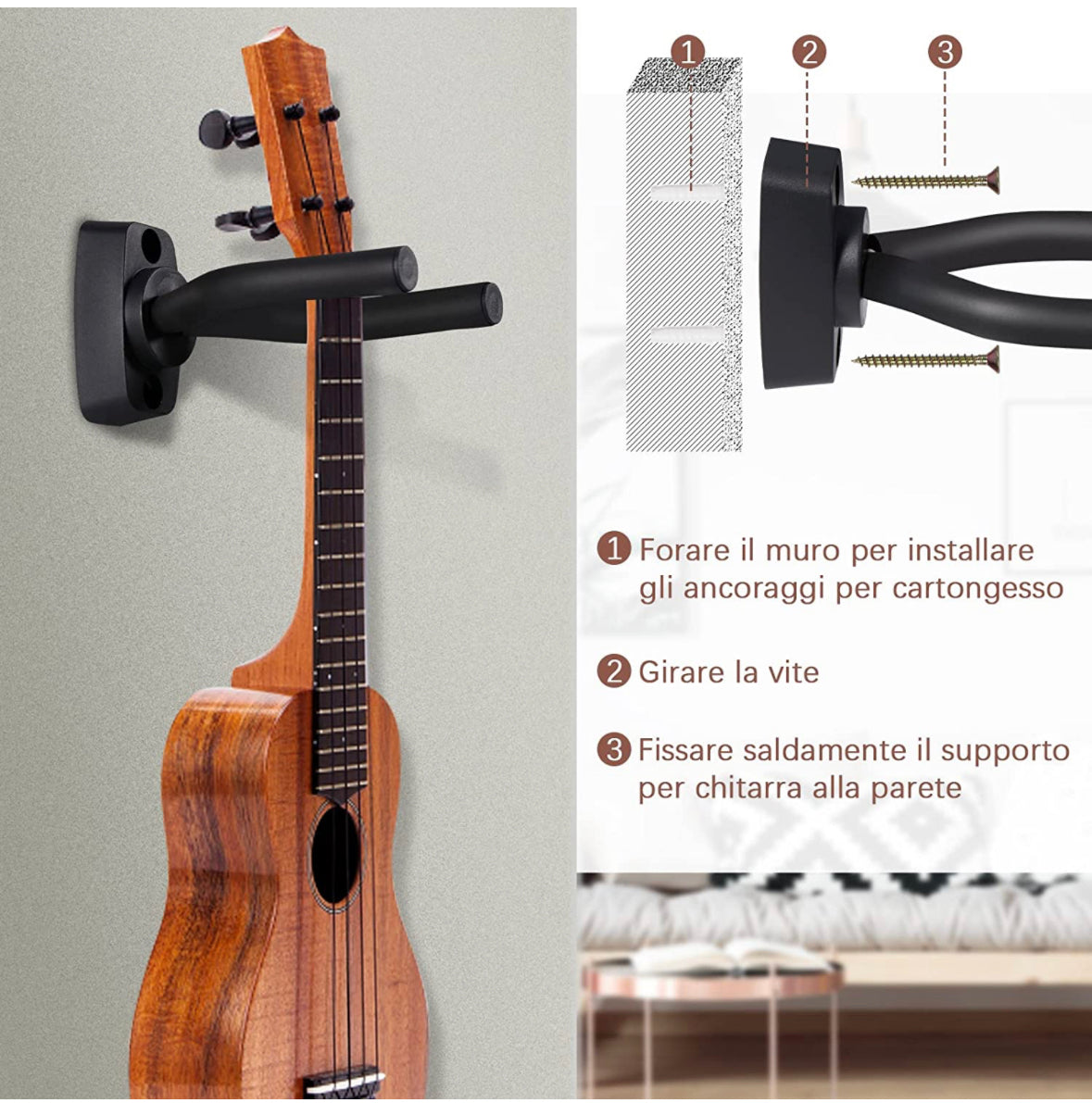 Gancio / Supporto a Muro per chitarra