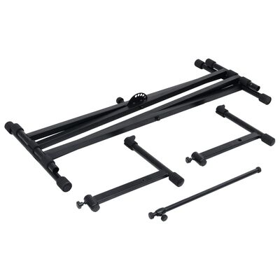 vidaXL Supporto per tastiera a doppio montante X-Frame nero