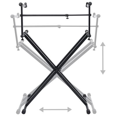vidaXL Supporto per tastiera a doppio montante X-Frame nero