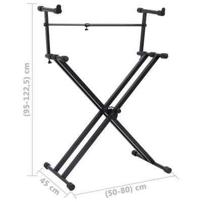 vidaXL Supporto per tastiera a doppio montante X-Frame nero
