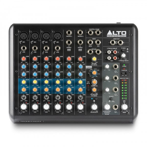 Alto TRUEMIX 800FX Mixer analogico compatto a 8 canali con USB, Bluetooth e ALESIS Multi FX