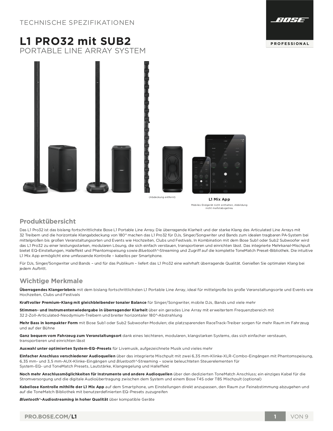 BOSE L1 Pro32 mit Sub2 - Set