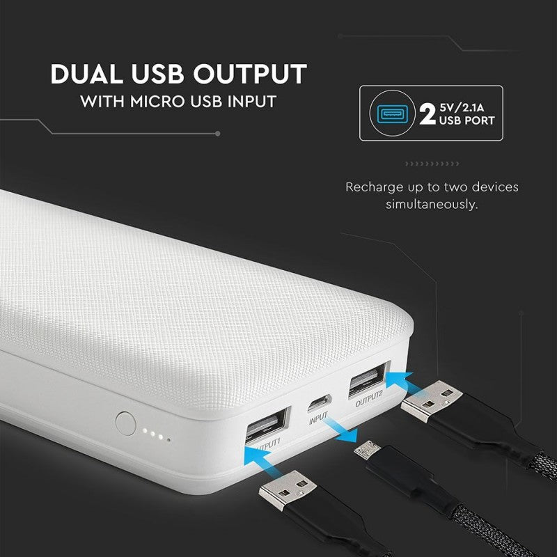 V-TAC Power Bank 20.000 mAh Colore Bianco