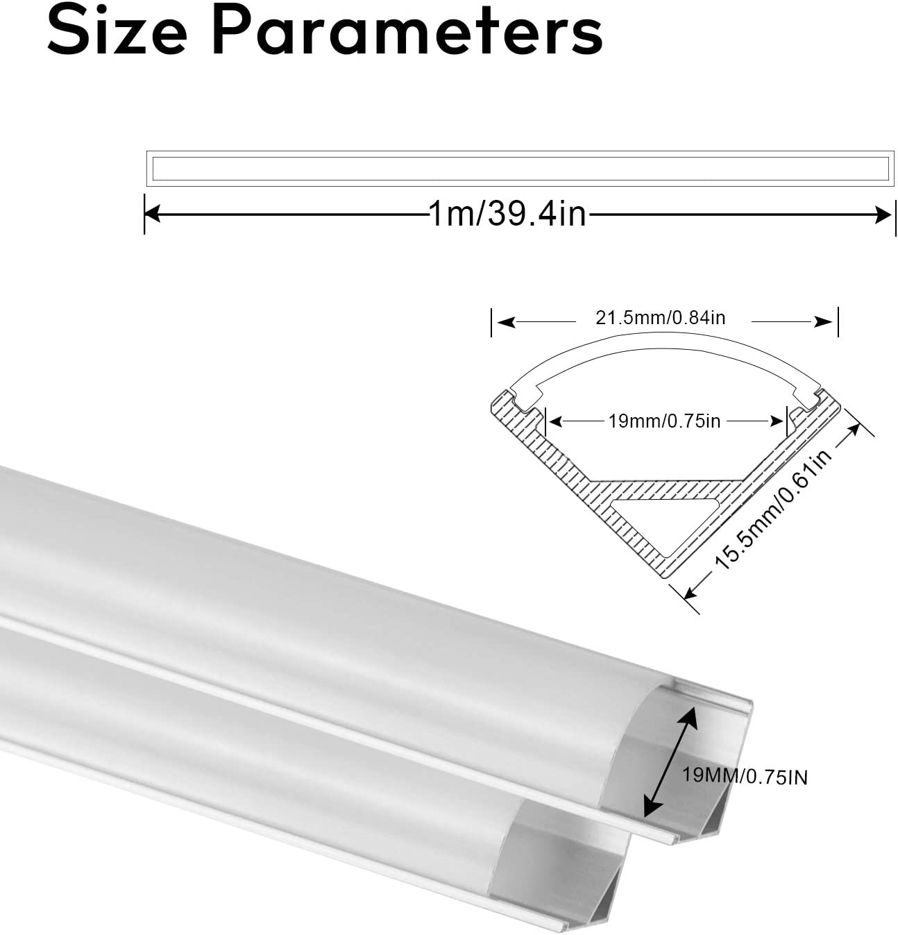 Profilo in Alluminio per striscia led da 1m a Forma V Modello