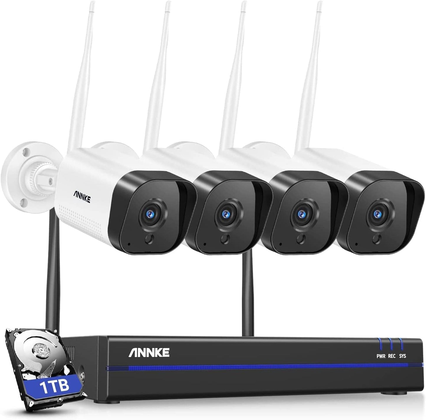 ANNKE Kit Videosorveglianza WiFi 3MP, NVR 8CH 5MP e 4 Telecamere wireless