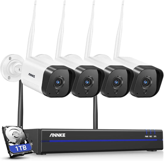 ANNKE Kit Videosorveglianza WiFi 3MP, NVR 8CH 5MP e 4 Telecamere wireless