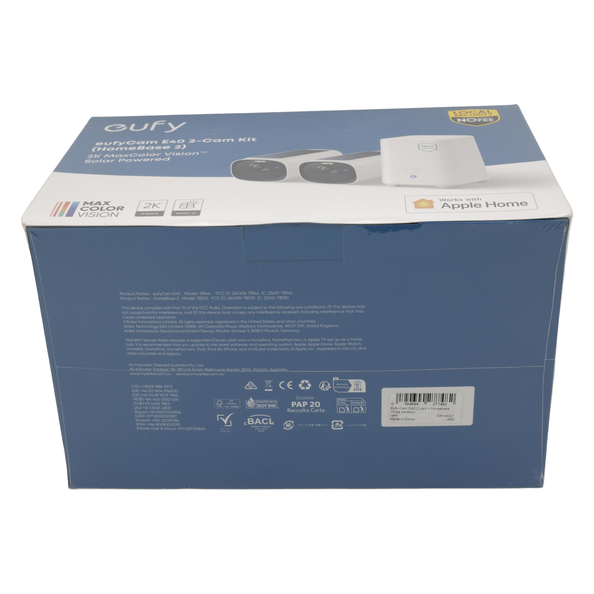 eufy E40 HomeBase 2 Telecamera Esterna 2K Solare 2x Bianco