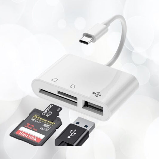 Adattatore compatto 3-in-1 USB-C a lettore di schede USB SD TF