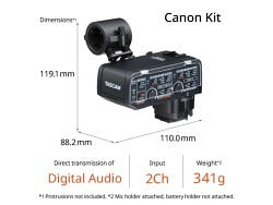 TASCAM CA-XLR2d-C - Adattatore microfono XLR per fotocamere mirrorless, kit Canon