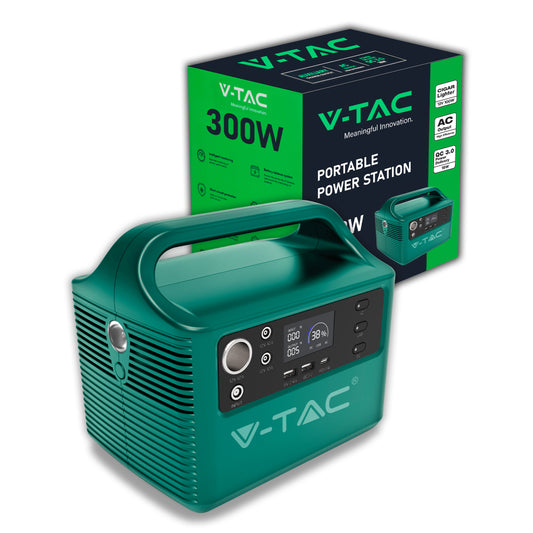 V-TAC Power Station Portatile con Batteria di Accumulo al Litio 252Wh AC:220V 2*300W (Max. 500W) Ricaricabile con Alimentatore o Pannello Solare Fotovoltaico Portatile