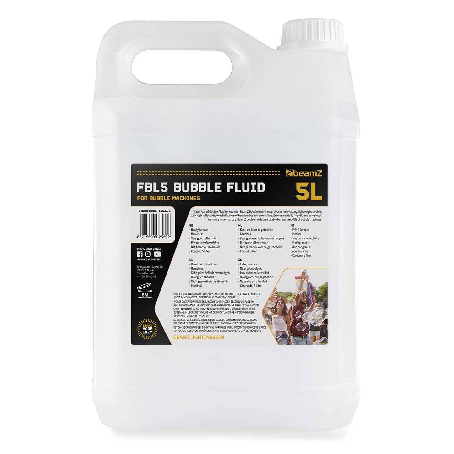 beamZ FBL5 Liquido per Bolle 5L a Base D'Acqua
