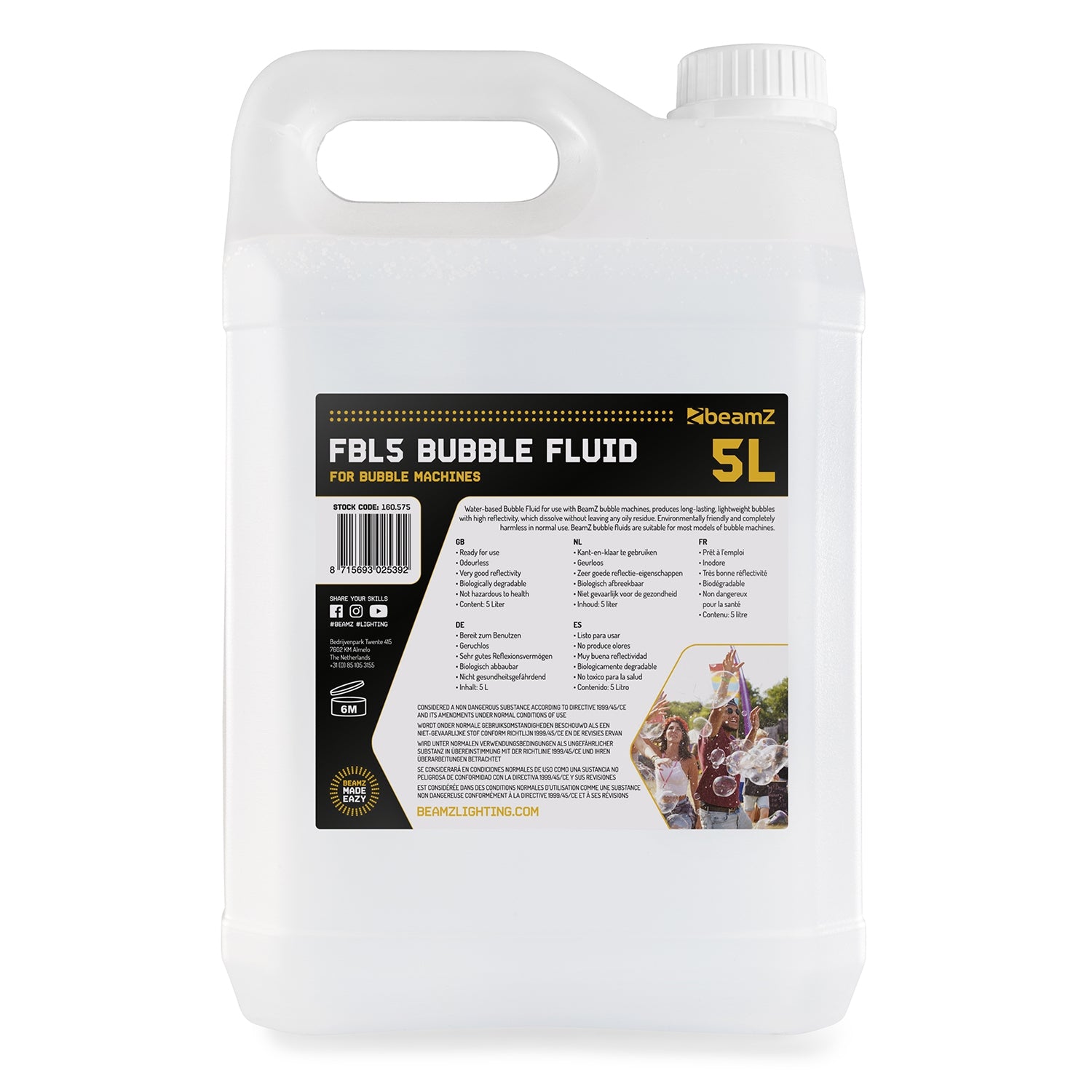 beamZ FBL5 Liquido per Bolle 5L a Base D'Acqua