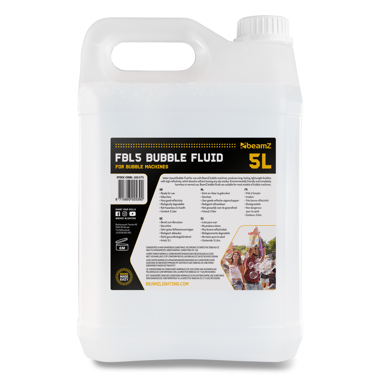 beamZ FBL5 Liquido per Bolle 5L a Base D'Acqua