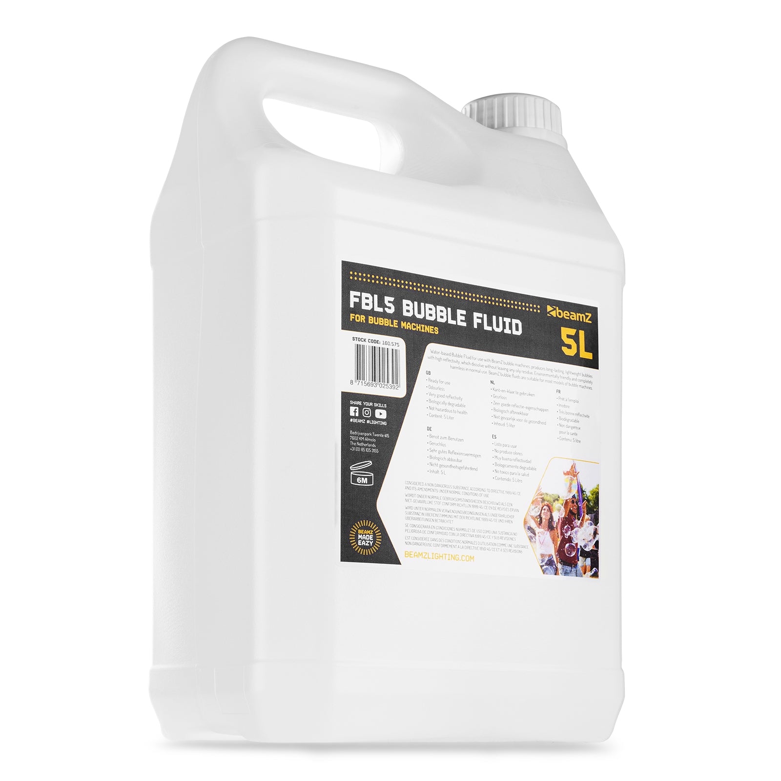 beamZ FBL5 Liquido per Bolle 5L a Base D'Acqua