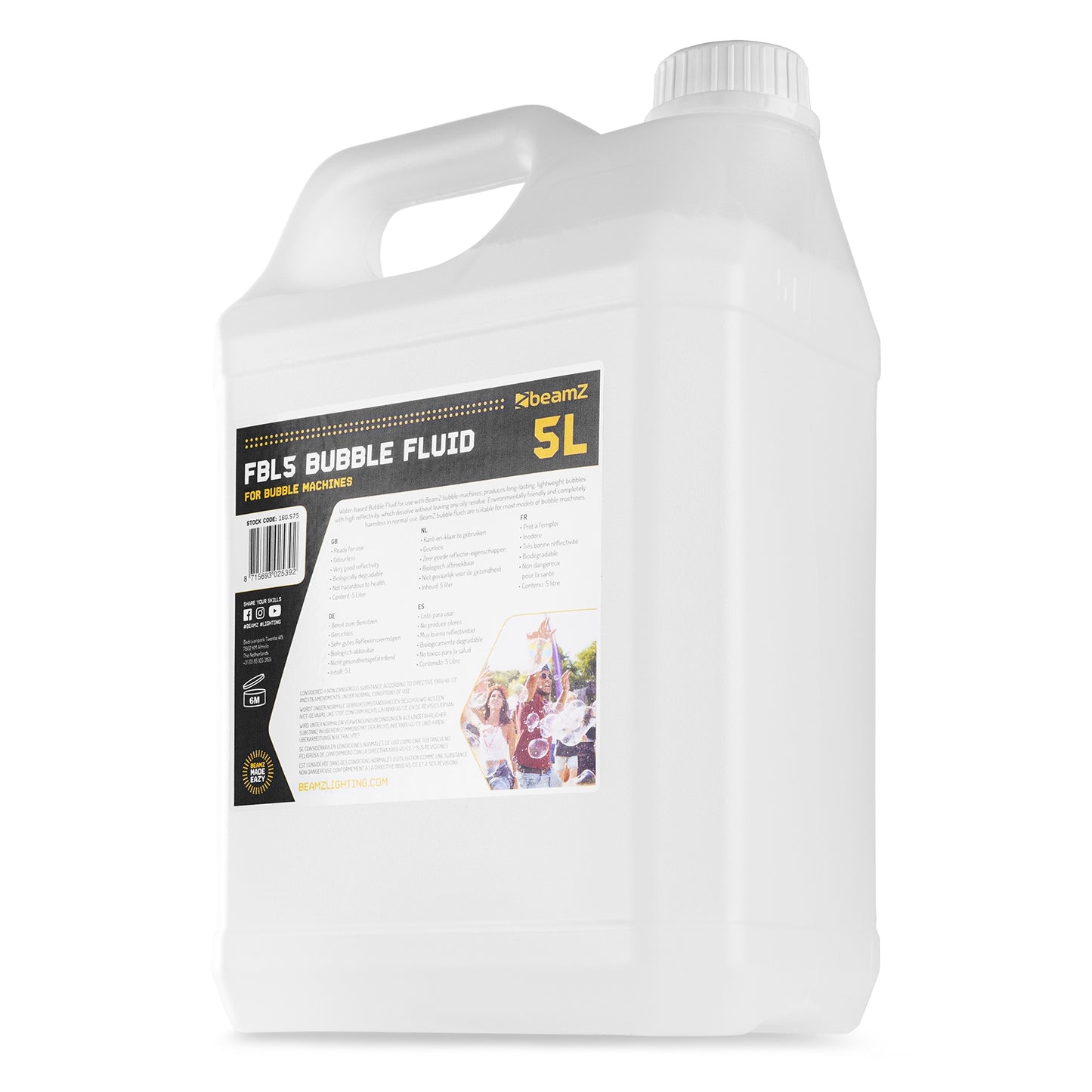 beamZ FBL5 Liquido per Bolle 5L a Base D'Acqua
