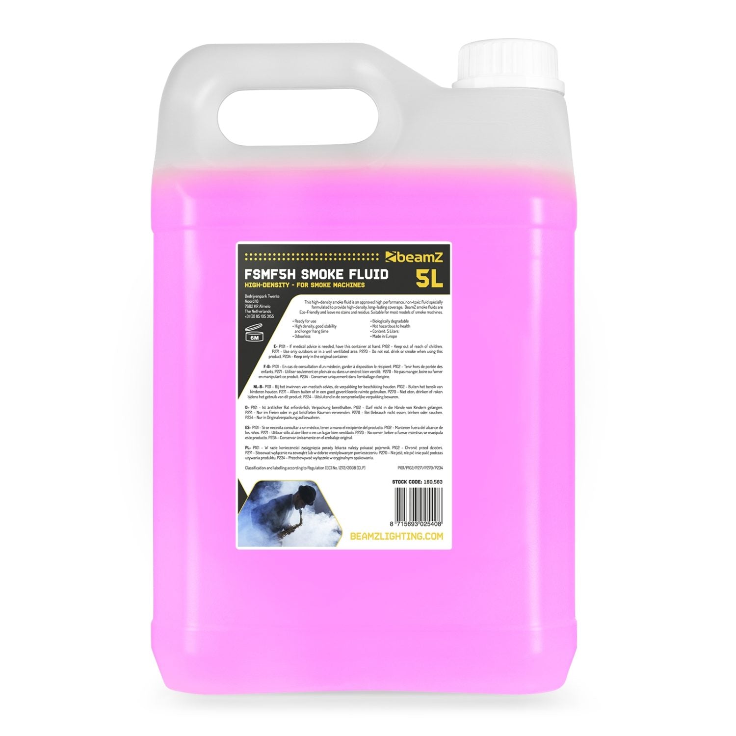 beamZ FSMF5H Fluido Nebbia 5L Alta Densità Rosa