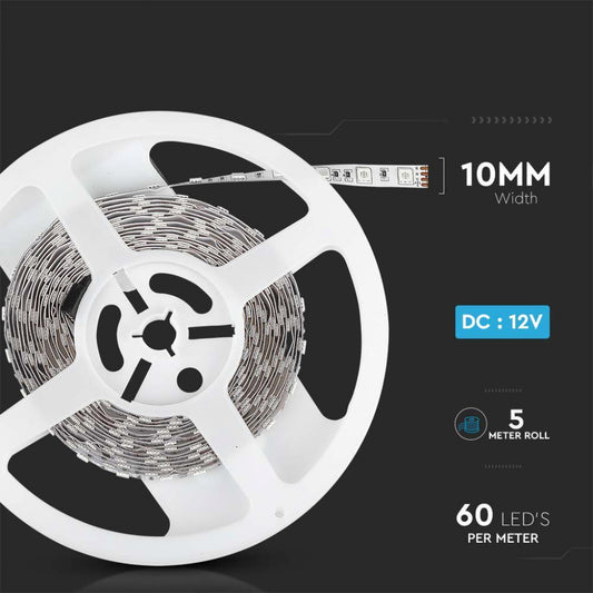 V-TAC Strip LED SMD5050 10,8W/m 5m 60 LED/m RGB 12V IP20 10mm