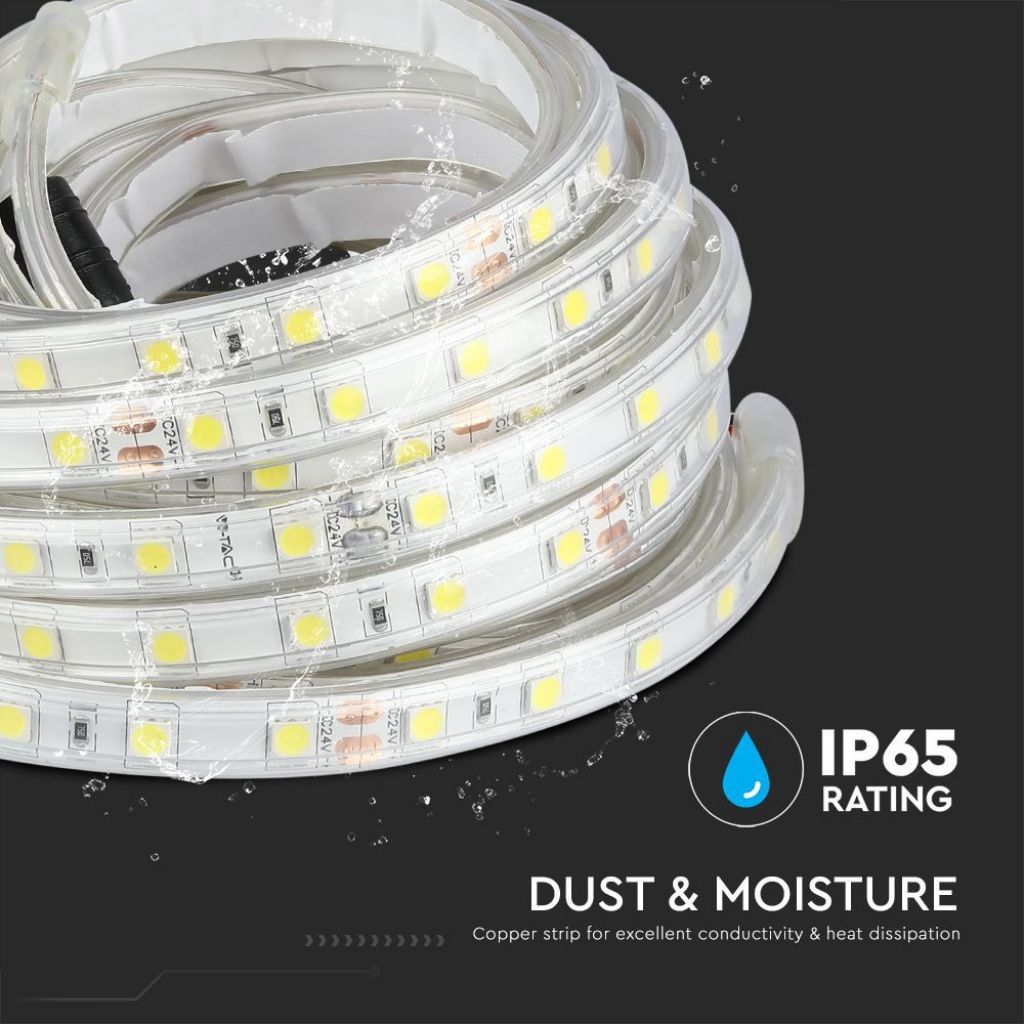 V-TAC Strip LED SMD5050 9W/m 5m 60 LED/m 24V 6400K IP65 10mm