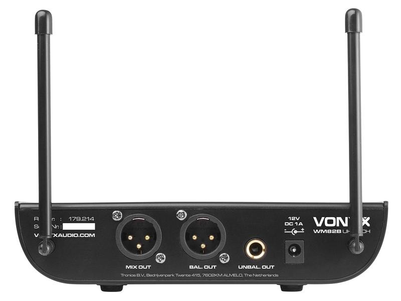 Vonyx WM82B Set UHF 2 Canali 2 Bodypack Headset Lavalier