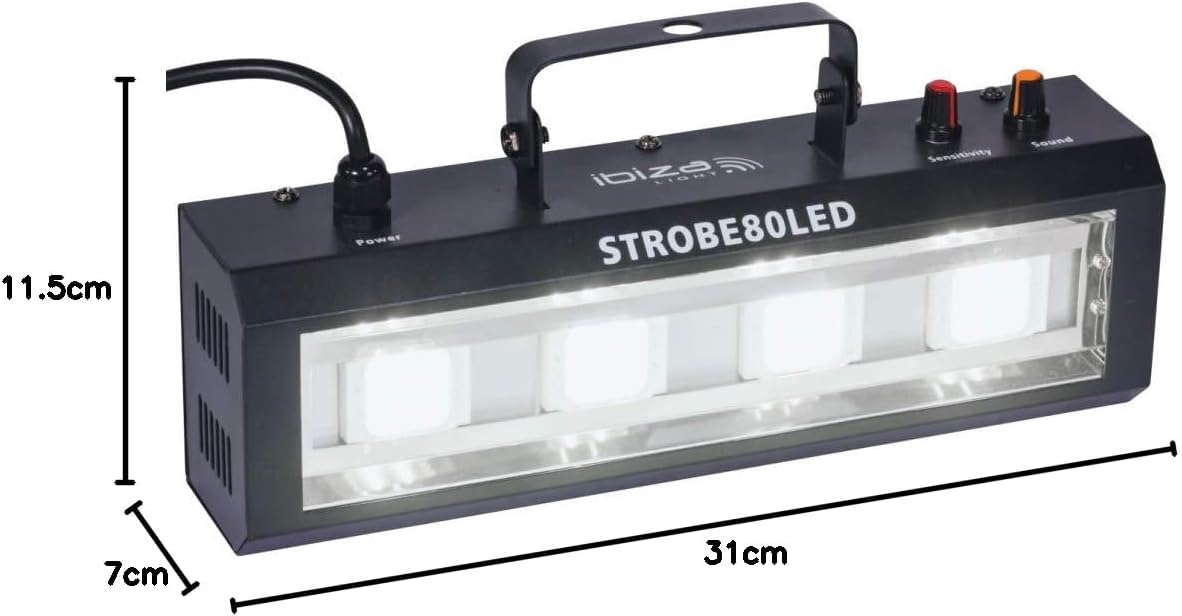 Ibiza - STROBE80LED - Luce stroboscopica LED 4x20W - Nero [Classe di efficienza energetica A+]