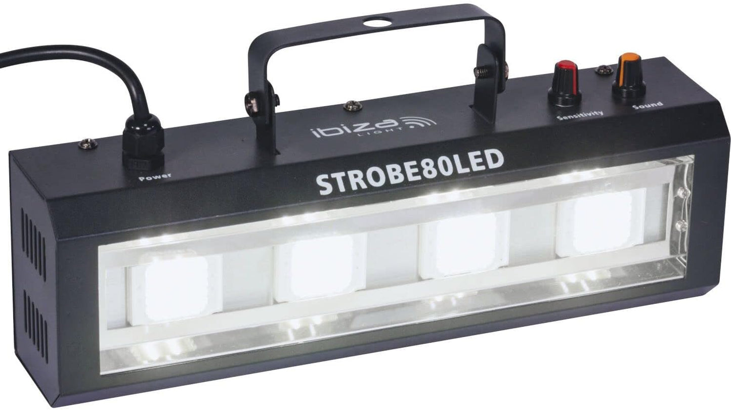 Ibiza - STROBE80LED - Luce stroboscopica LED 4x20W - Nero [Classe di efficienza energetica A+]