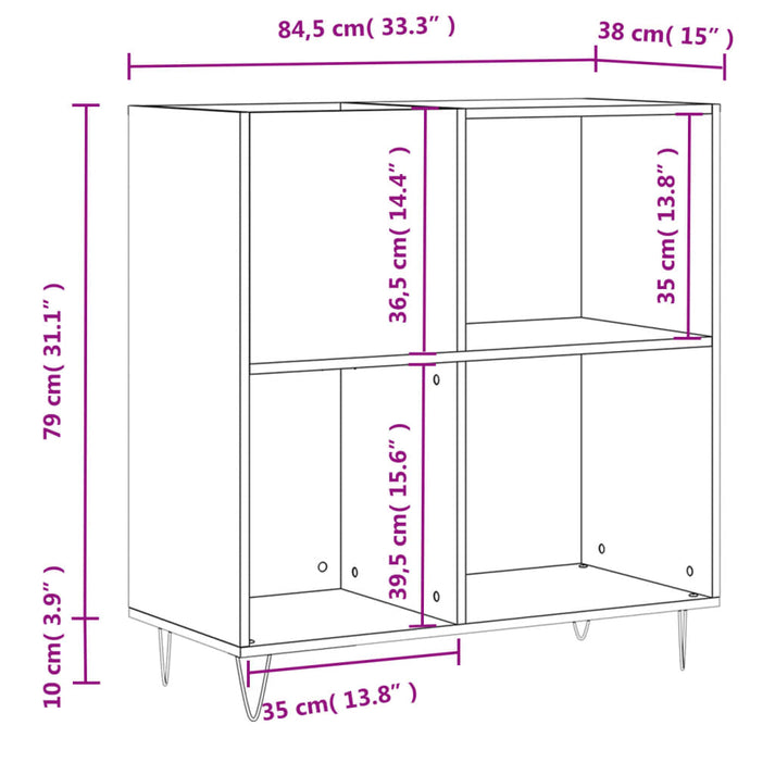 Mobile porta dischi Nero 84,5x38x89 cm Materiale Legno