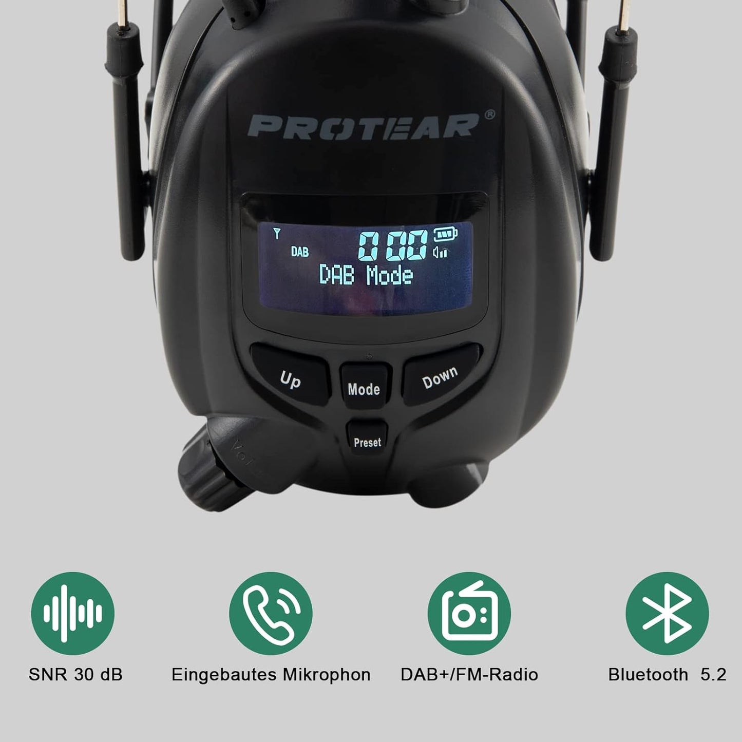 PROTEAR Cuffie Antirumore Bluetooth con radio DAB/DAB+/FM