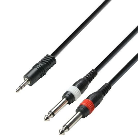3 STAR YWPP 0100 Y-Cable | Adam Hall® 2 Jack TS x Minijack | 1 m
