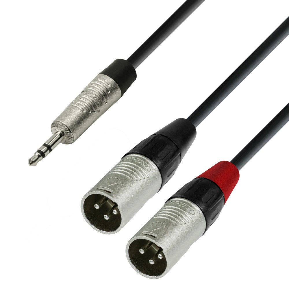 Adam Hall Cables 4 STAR YWMM 0300 Cavo a Y | Rean® 2 x XLR maschio x Minijack TRS | 3 m