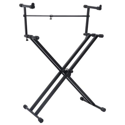 vidaXL Supporto per tastiera a doppio montante X-Frame nero