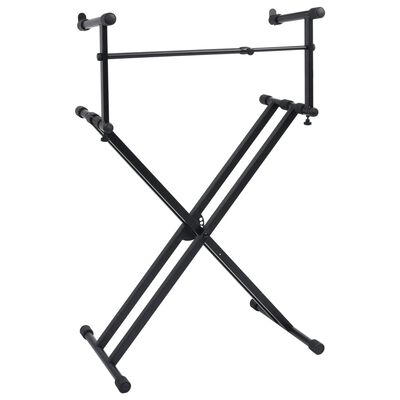 vidaXL Supporto per tastiera a doppio montante X-Frame nero