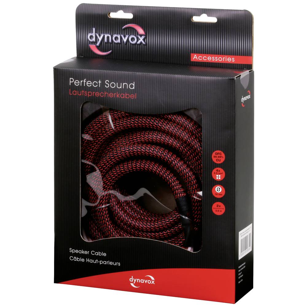 Dynavox  Audio Cavo [2x Spina a banana - 2x Spina a banana] Nero/Rosso